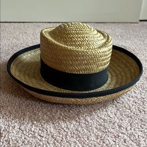 Betmar Tan and Black Straw Hat Timeless Boater Style